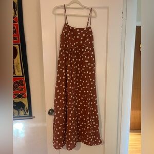 EUC Abercrombie & Fitch 🤎🤍 brown polka dot Maxi Dress